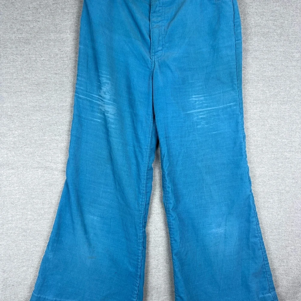 Vintage Levis 646 Bell Bottom Corduroy Pants Blue White‎ Tab 70s Flare 30x30